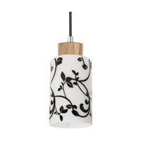 Bosco Pendant Lamp 1xE27 Max.60W Oiled Oak/Anthracite Fabric Cable/White-Black Glass 1701174G0758