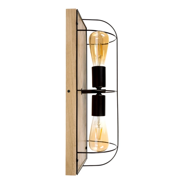 Netuno Wall/Ceiling Lamp 2xE27 Max.15W LED Oiled Oak/Black Metal 92043274