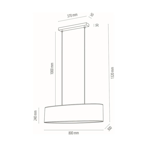 Dove Pendant Lamp 2xE27 Max.40W Oiled Oak/Transparent PVC Cable/Gray Fabric Shade 17390274