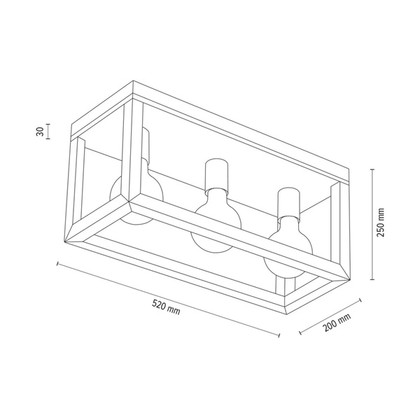 Lampa Sufitowa Kago 3xE27 Max.60W Dąb Olejowany/Czarny Metal 9154374