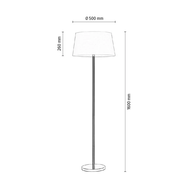 Amor Floor Lamp 1xE27 Max.60W Chrome Metal/Transparent PVC Cable/White Fabric Shade 6012803010855
