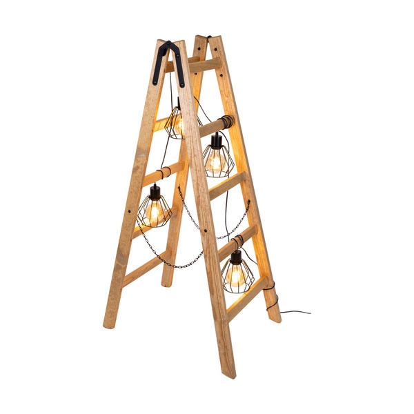 Eskalo Floor Lamp 4xE27 Max.15W LED Stained Pine Brown/Black Metal/Black PVC Cable 1229451