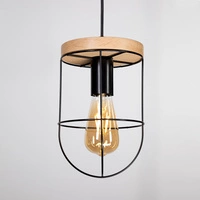 Lampa Wisząca Netuno 1xE27 Max.60W Dąb Olejowany/Czarny Metal/Czarny Kabel PCV 184159104