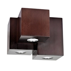 Wooddream Square Ceiling Lamp 3xGU10 Max.6W Walnut Beech Wood