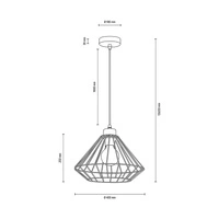 Raquelle Pendant Lamp 1xE27 Max.60W Oiled Oak/Black Metal/Black PVC Cable 187219104