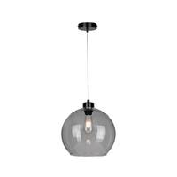 Laguna Pendant Lamp 1xE27 Max.60W Black Metal/Transparent PVC Cable/Smoked Glass 18630104