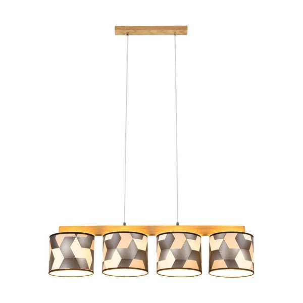 Espacio Pendant Lamp 4xE27 Max.25W Oiled Oak/Transparent PVC/Multicolor 524810404