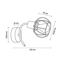 Kinkiet Viviane 1xE27 Max.60W Dąb Olejowany/Czarny Metal 8224174