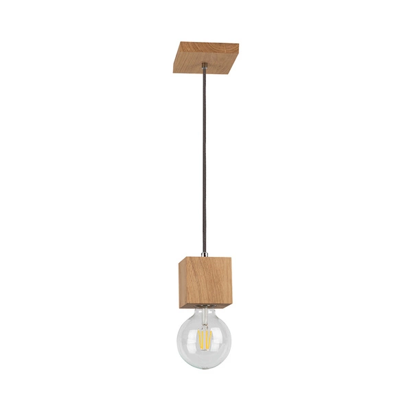 Trongo Square Pendant Lamp 1xE27 Max.60W Oiled Oak/Anthracite Fabric Cable 7161174