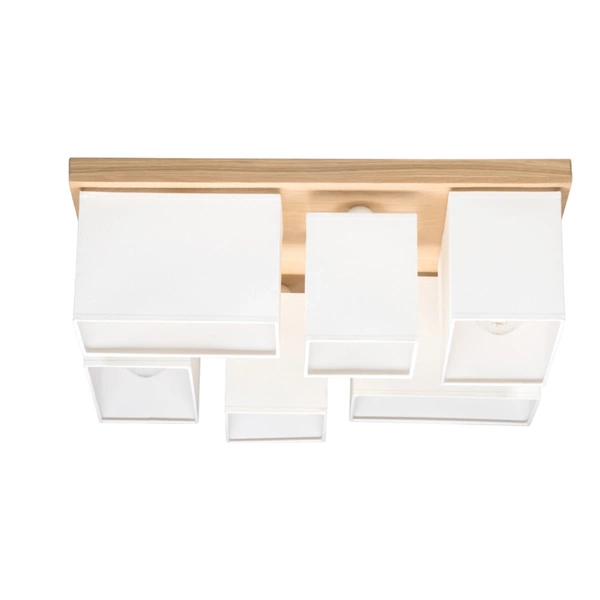 Paloma Ceiling Lamp 6xE27 Max.25W Oiled Oak/White Fabric Shade 2452674