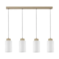 Bosco Pendant Lamp 4xE27 Max.60W Birch Wood/White Glass/Transparent PVC Cable 1720460
