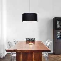 Rima Pendant Lamp 1xE27 Max.60W Chrome Metal/Anthracite Fabric Cable/Black Fabric Shade 197731128