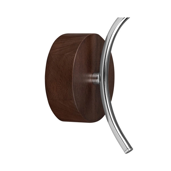 Mette Wood Wall Lamp 1xE27 Max.40W Walnut Beech Wood/Chrome Metal/White Fabric Shade 8341176