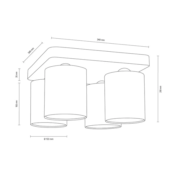 Gentle Ceiling Lamp 4xE27 Max.25W Gray Concrete/White Fabric Shade 2321436