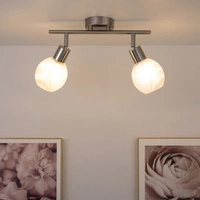 Sara Ceiling Lamp 2xE14 Max.40W Satin Metal/White Glass 2841022