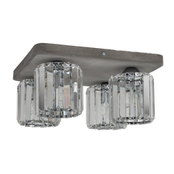 Lampa Sufitowa Glory 4xE27 Max.60W Szary Beton/Szkło Przezroczyste 2361436