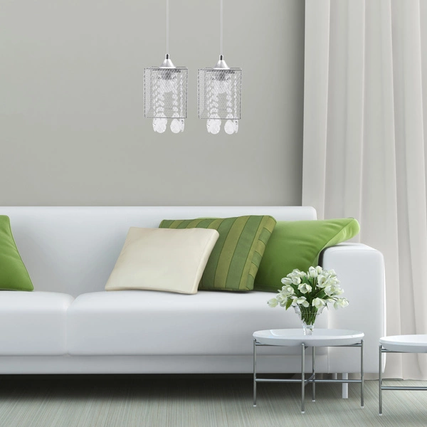 Gracja Pendant Lamp 2xE27 Max.60W Chrome Metal/Transparent PVC Cable/Transparent Glass 8171228