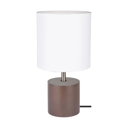 Trongo Round Table Lamp 1xE27 Max.25W Walnut Beech Wood/Black PVC Cable/White Fabric Shade 7181976