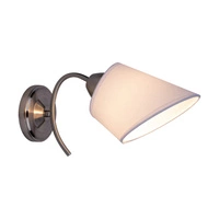 Mette Wall Lamp 1xE27 Max.40W Satin Metal/White Fabric Shade 8341127