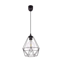 Lampa wisząca Diament 1xE27 maks. 60W Czarny metal/czarny materiał syntetyczny/czarny kabel PVC 2179104