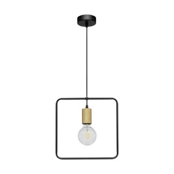 Carsten Wood Pendant Lamp 1xE27 Max.60W Oiled Oak/Black Metal/Black Fabric Cable 1651174