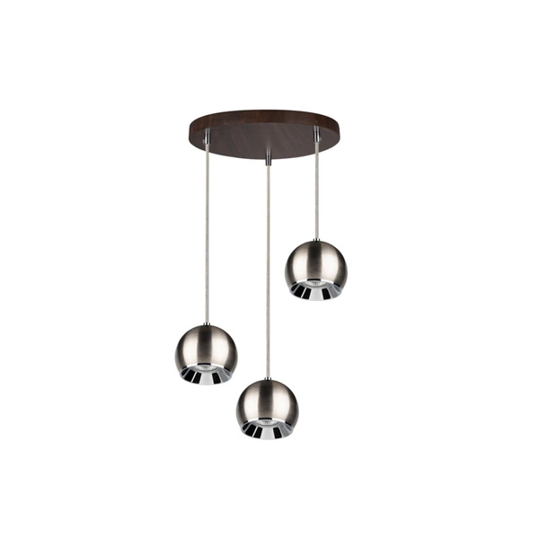 Ball Wood Pendant Lamp Incl. 3xLED GU10 5W Walnut Beech Wood/Satin Metal 5141376R