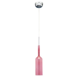 Bottle Pendant Lamp Incl. 1xLED Integrated 285lm 3000K 3W Chrome Metal/Transparent PVC Cable/Pink Glass 1185113