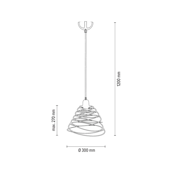 Komet Pendant Lamp 1xE27 Max.60W Chrome Metal/Black Metal/Black PVC Cable 1853104
