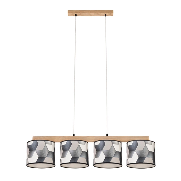 Espacio Pendant Lamp 4xE27 Max.25W Oiled Oak/Transparent PVC/Multicolor 524810404