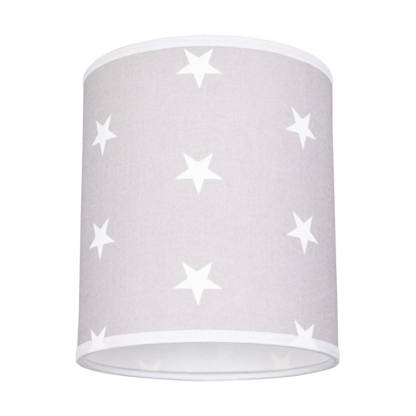 Lampshade Cylinder E27 H20 Gray-White Fabric with stars pattern A1318