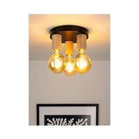 Lampa Sufitowa Notri 3xE27 Max.15W LED Drewno Brzozowe/Czarny Metal 4036018200000