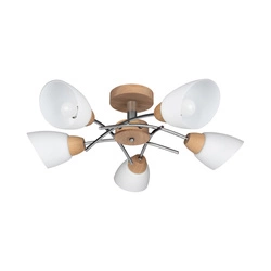 Viletta Wood Ceiling Lamp 5xE27 Max.60W Oiled Oak/Chrome/White 8141574