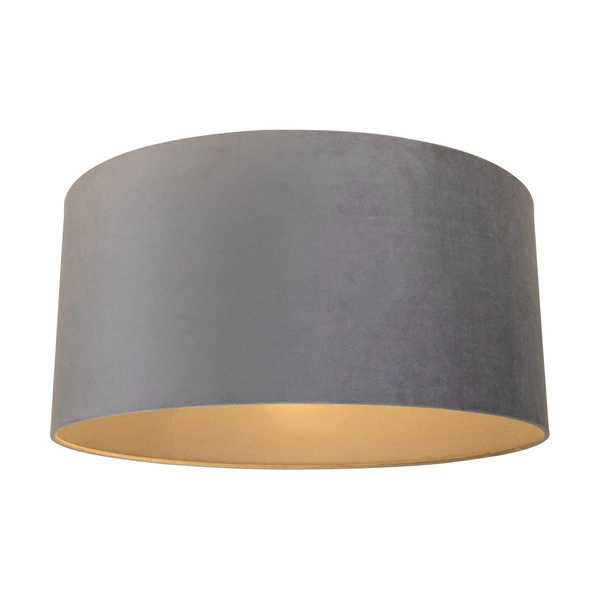 Lampshade Cylinder E27 H40 Gray Velvet A1073