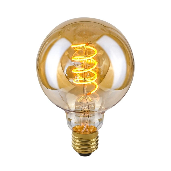 LED Filament Bulb, E27, Spiral Amber LDS-G95-SA G95, 4W, 2200K, 90lm