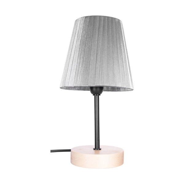 Mila Wood Table Lamp 1xE14 Max.25W Birch Wood/Black Metal/Black PVC Cable/Silver Shade 7771960