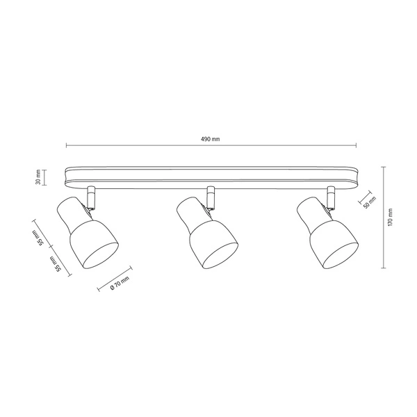 Svantje Ceiling Lamp 3xE14 Max.40W Oiled Oak/Chrome/White 2239374