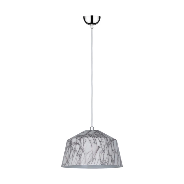 Natura Lampa Wisząca 1xE27 Max.60W Chromowany Metal/Biały Kabel PCV/Szary-Biały Metal 9802128
