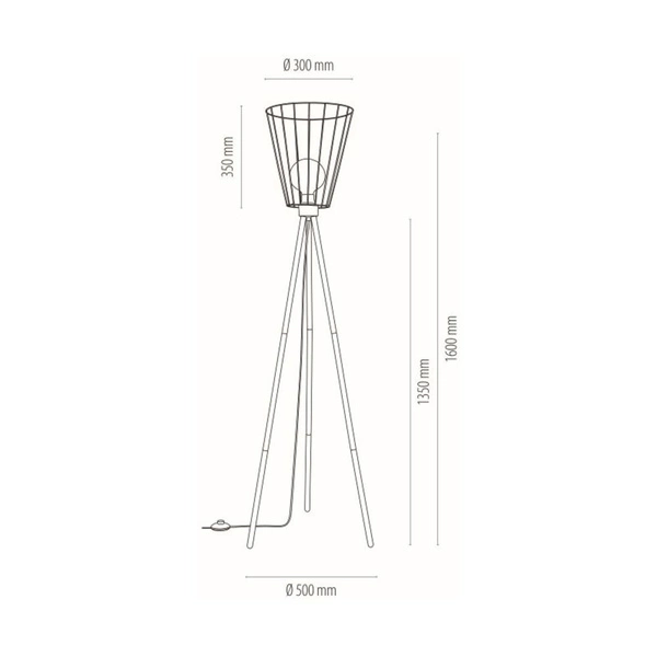 Swan Floor Lamp 1xE27 Max.40W Black Metal/Black PVC Cable 12530104