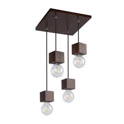 Trongo Square Pendant Lamp 4xE27 Max.60W Walnut/Black/Braided 7169476