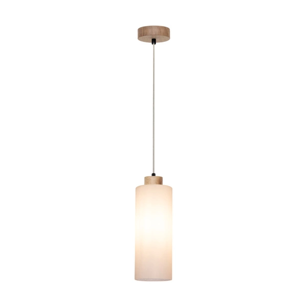 Zefir Pendant Lamp 1xE27 Max.60W Oiled Oak/Transparent PVC Cable/White Glass 113860174