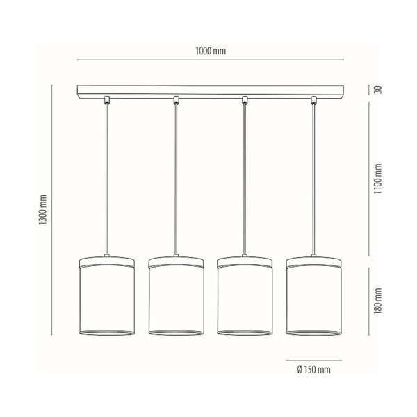 Monsun Pendant Lamp 4xE27 Max.60W Stained Pine Brown/Black PVC Cable/Smoked Glass 161859451