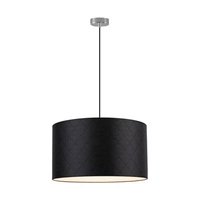 Lampa wisząca Mirabella 1xE27 maks. 60W chromowany metal/czarny kabel z tkaniny/czarny klosz z materiału syntetycznego 1696928