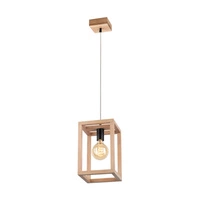 Kago Pendant Lamp 1xE27 Max.60W Oiled Oak/Black Metal/Transparent PVC Cable 61540174