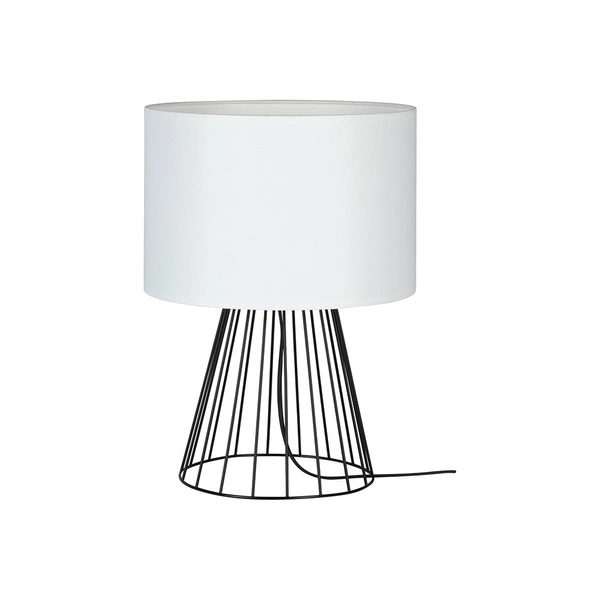 Lampa stołowa Swan 1xE27 maks. 40W Czarny metal/czarny kabel PVC/biały klosz z tkaniny 89229104