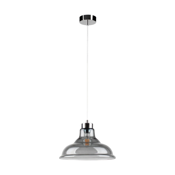 Avino Pendant Lamp 1xE27 Max.60W Chrome Metal/Transparent PVC Cable/Smoked Glass 9873028