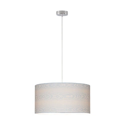 Leila Pendant Lamp 1xE27 Max.60W Chrome Metal/Transparent PVC Cable/Multicolor Paper+PCV Shade with Wood pattern 3562028