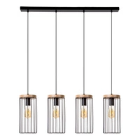Timeo Pendant Lamp 4xE27 Max.60W Black/Oiled Oak/Black 19619404
