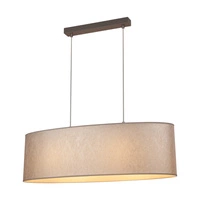 Lampa Wisząca Prata 2xE27 Max.40W Szary Metal/Przezroczysty Kabel PCV/Srebrny Klosz Tkaniny 957280427