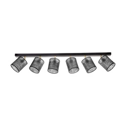 Nevoa Ceiling Lamp 6xE27 Max.25W Black Metal/Chrome Metal/Black Fabric Shade 56795604