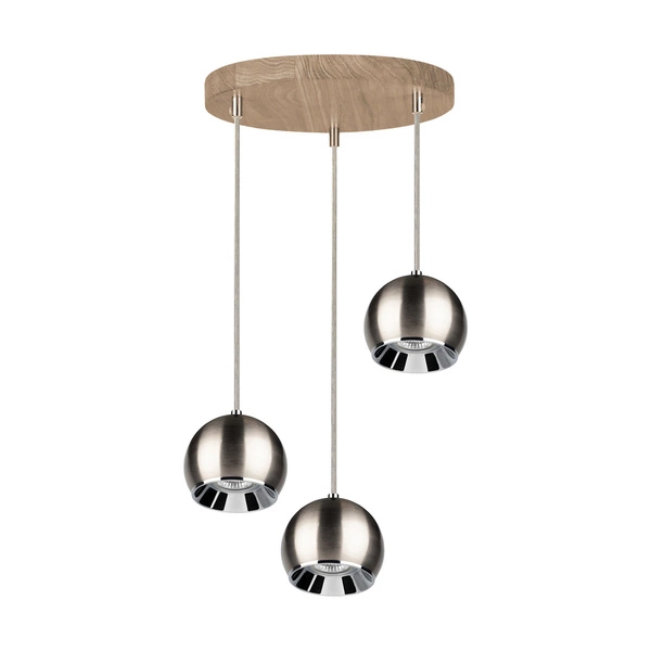 Ball Wood Pendant Lamp Incl. 3xLED GU10 5W Oiled Oak/Satin Metal 5141374R